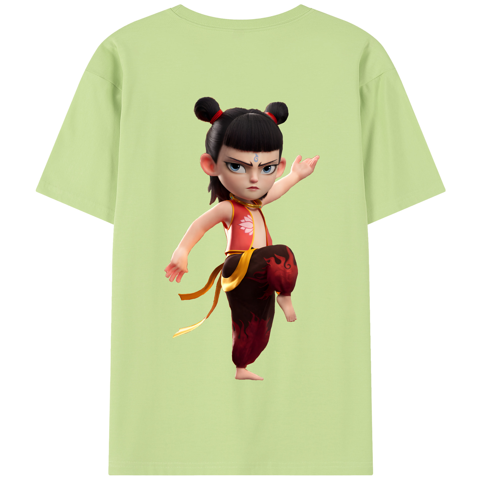 （画像用） Ne Zha 2 ナタ 魔童の大暴れ 綿100％半袖Tシャツ（背面プリント）
